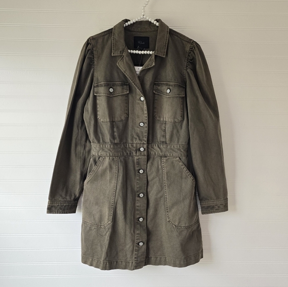 NWT Rails Lisette Button Up Mini Shirt Dress in Moss Green Medium - Picture 5 of 10